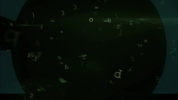 자물쇠가있는 디지털 회로의 배경으로 주위를 움직이는 지향적 디지털 애니메이션 — 비디오