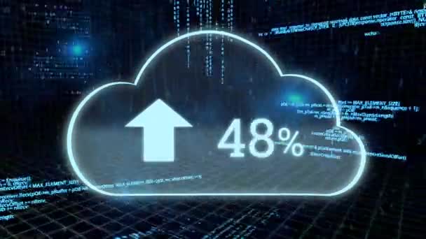 Animazione Digitale Della Percentuale Avanzamento Del Caricamento Nuvole Con Sfondo — Video Stock