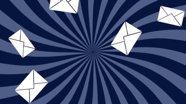 Digitale Animatie Van Mail Iconen Laten Vallen Voorgrond Met Spinnen — Stockvideo