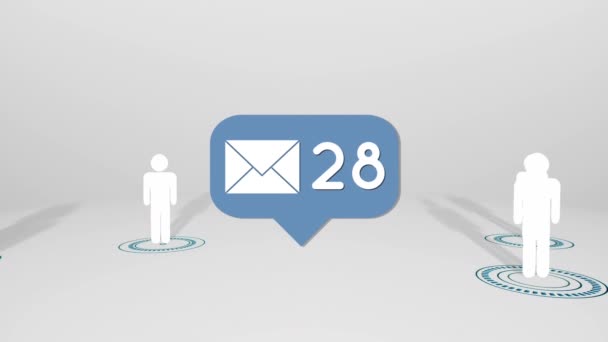 Animação Digital Uma Bolha Mensagem Com Ícone Mail Aumentando Contagem — Vídeo de Stock