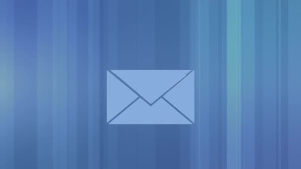 青い背景にドキュメントを含む封筒のデジタル アニメーション — ストック動画