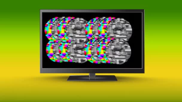 液晶屏中五颜六色的静态形状的圆圈数字动画 — 图库视频影像