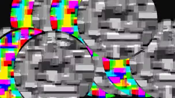 Ekranda Hareket Eden Çevrelerde Renkli Tek Renkli Statik Dijital Animasyon — Stok video