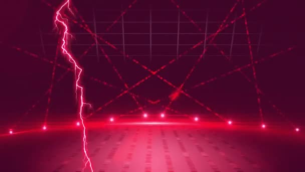粉红色闪电的数字动画 在移动灯光的舞台上 — 图库视频影像