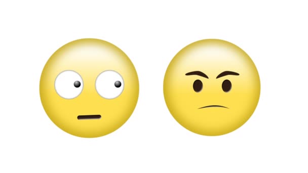 Animação Digital Uma Cara Com Emoji Olhos Rolantes Emoji Zangado — Vídeo de Stock