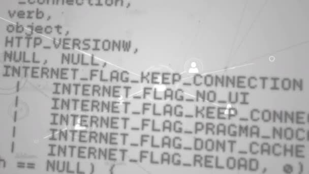 Animação Digital Códigos Programa Movimento Tela Fundo Ícones Perfil Conectados — Vídeo de Stock