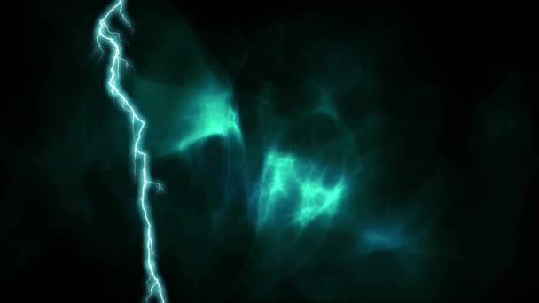 Цифрова Анімація Блискавки Сяючого Димоподібного Світла Чорному Тлі — стокове відео