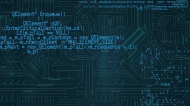 Dijital devre arka planında hareket eden program kodlarının dijital animasyonu