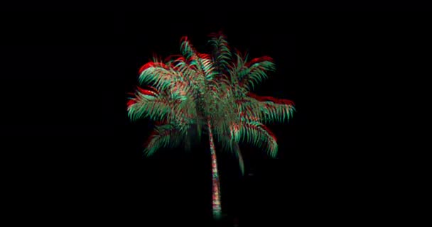 彩色棕榈树的数字动画在黑色背景4K上移动 — 图库视频影像