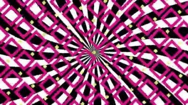 Diyagonal desen dönen pembe ve sarı kare desenler dijital oluşturulan animasyon