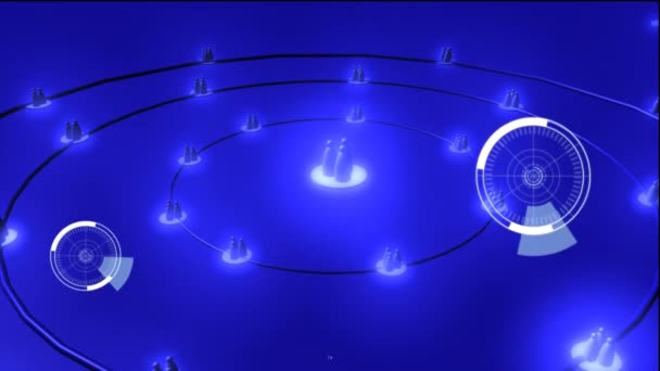 円のプロフィールアイコンの背景で5Gの周りを移動する未来的な円のデジタルアニメーション — ストック動画