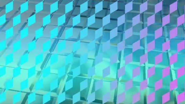 Цифровая Анимация Красочных Алмазов Квадратных Узоров Движущихся Экрану — стоковое видео