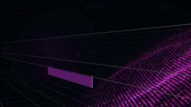 Kara grafik iken kare grafikler ile yeşil ve mor dikdörtgenler dijital animasyon