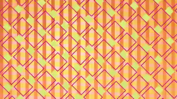縦線の背景を持つピンクと黄色から色を変更する正方形のパターンのデジタルアニメーション — ストック動画
