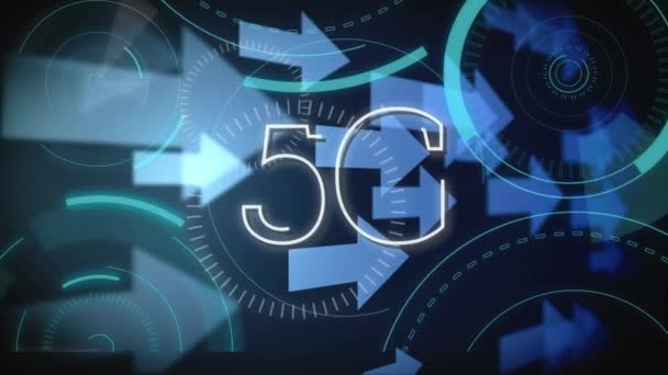 Digitale Animatie Van Futuristische Cirkels Bewegende Rond Met Achtergrond Van — Stockvideo