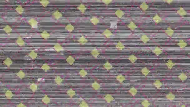 Cyfrowa Animacja Kwadratowych Wzorów Zmieniających Kolory Różowego Żółtego Statycznymi — Wideo stockowe