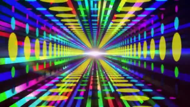 Animation numérique d'un tunnel de motifs de cercles colorés 