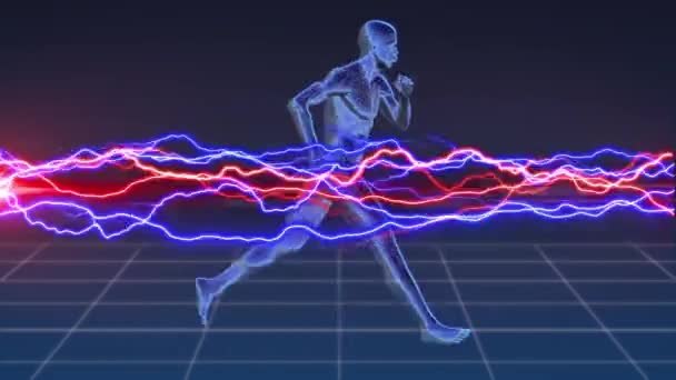 Animación Digital Rayos Colores Moviéndose Pantalla Una Anatomía Humana Digital — Vídeo de stock