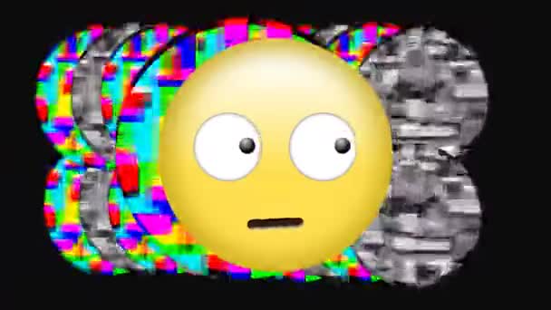 Animation Numérique Emoji Yeux Roulants Avec Fond Statique Coloré Monochrome — Video