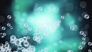 Parlayan arka plana karşı ekranda yüzen kabarcıklar dijital animasyon