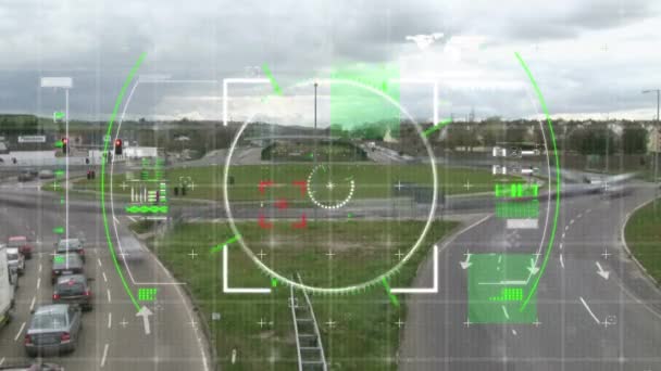 Digitale Animation Eines Digitalen Suchers Mit Blick Auf Einen Kreisverkehr — Stockvideo