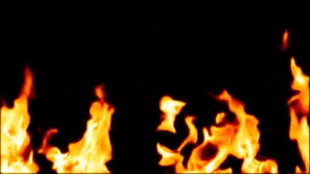 Digitális Animáció Egy Gyűrű Tűz Fekete Háttér Égő Tűz — Stock videók