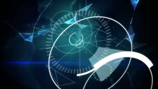 Digital Animation Written Middle Futuristic Circle Abstract Shapes Moving Dark — Stock Video
