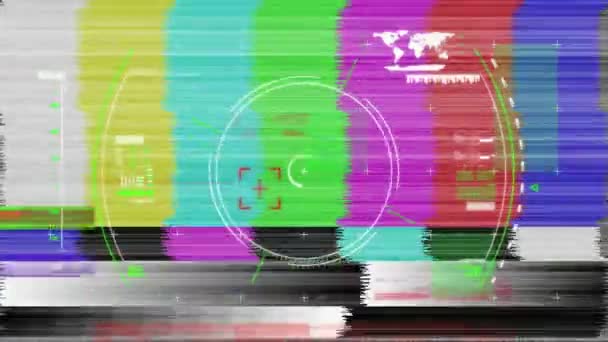 Цифровая Анимация Видоискателя Движущегося Переднем Плане Красочная Статика Заднем Плане — стоковое видео