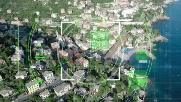 Binaile Bir Şehir Manzaralı Bir Görüntü Bulucu Dijital Animasyon — Stok video