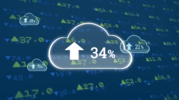 Animação Digital Nuvens Progresso Upload Com Fundo Valores Econômicos — Vídeo de Stock