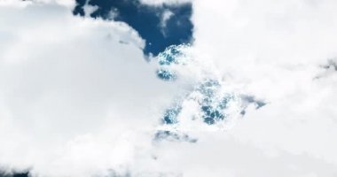 Ekranın ortasında dijital bulutları göstermek için ayrılan gerçekçi bulutların dijital animasyonu 4k