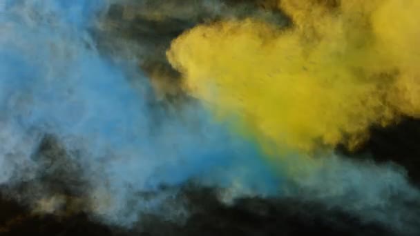 Digital Animation Yellow Lightning Blue Yellow Powder Explosion — Stock Video