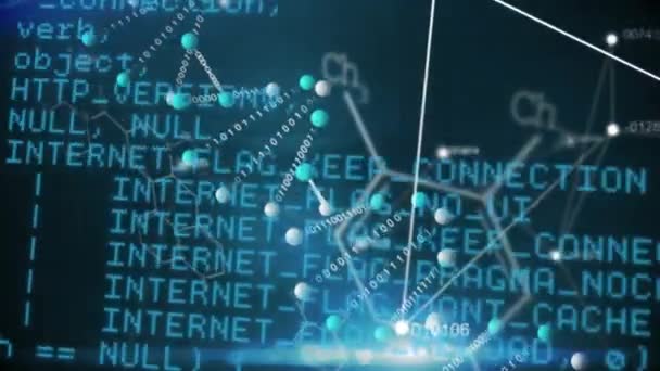 Cyfrowa Animacja Kodów Programów Strukturami Chemicznymi Podwójną Helisą Dna Wykonane — Wideo stockowe