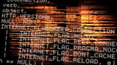 Siyah arka plana karşı hareket eden program kodlarının dijital animasyonu