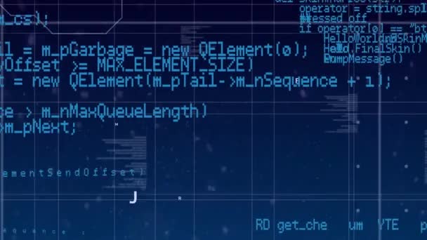 Digitální Animace Programových Kódů Které Pohybují Obrazovce Čtvercovými Vzory Pozadím — Stock video