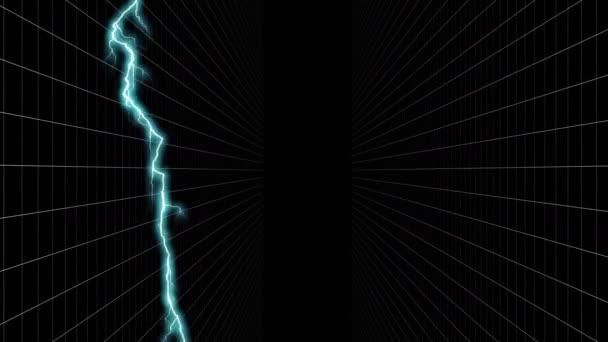 Digital Animation Lightning Moving Screen While Dark Background Shows Square — Stock Video