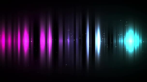 キラキラと色スペクトルの背景を持つ画面内を移動する稲妻のデジタルアニメーション — ストック動画