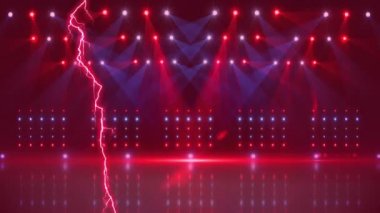 Renkli ışıklar ile bir sahne arka plan ile ekranda hareket eden dijital animasyon pembe yıldırım