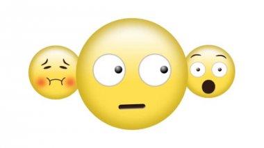 Kusmuk emoji hakkında dijital animasyon, yuvarlanan gözleri emoji ile yüz, ve sürpriz bir emoji