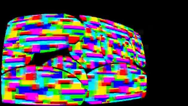 Animazione Digitale Colorate Statiche Che Rimbalzano Sullo Schermo Sfondo Nero — Video Stock