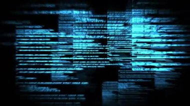 Siyah arka plana karşı hareket eden program kodlarının dijital animasyonu