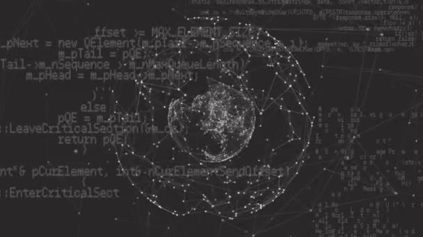 Цифровая Анимация Программных Кодов Движущихся Экрану Время Светящиеся Асимметричные Линии — стоковое видео