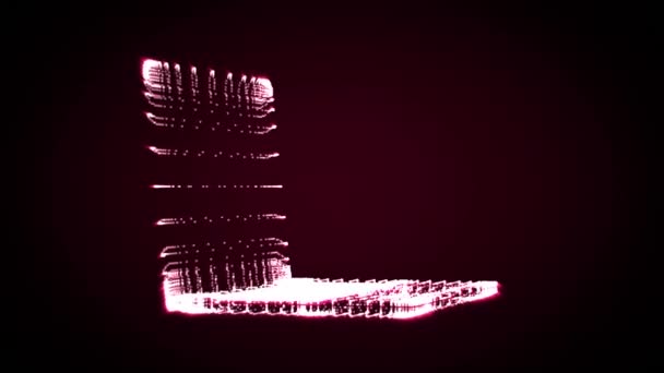 青とピンクの稲妻が画面内を移動しながら ラップトップの形で光るライトのデジタルアニメーション — ストック動画
