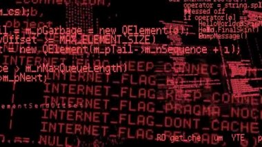 Siyah arka plana karşı hareket eden program kodlarının dijital animasyonu