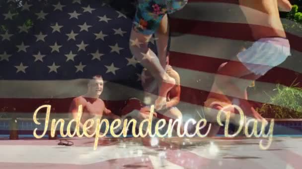 Digitale Animation Eines Textes Zum Unabhängigkeitstag Gold Mit Bokeh Lichtern — Stockvideo