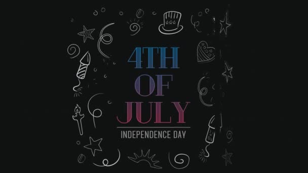 Digital Animation 4Th July Independence Day Text Surrounded Different Icons — Stock Video