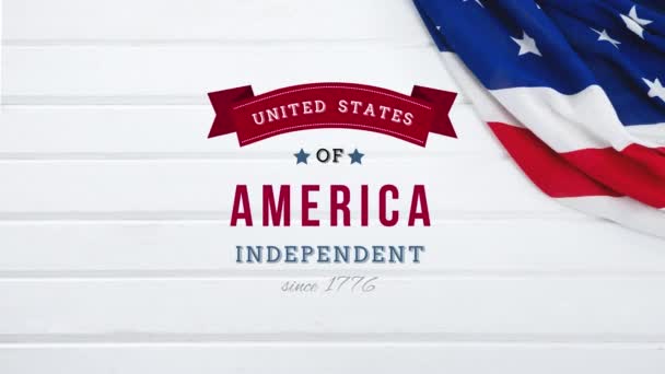 Digital Animation Amerikas Förenta Stater Oberoende Sedan 1776 Text Banner — Stockvideo