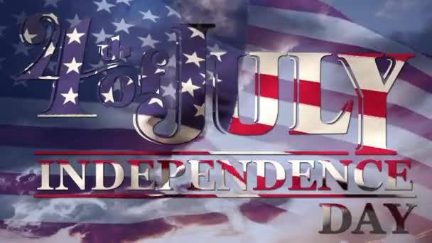 Digital Animation 4Th July Independence Day Text American Flag Design — Stock Video