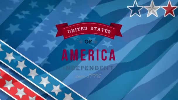 Animación Digital Estados Unidos América Independiente Desde 1776 Texto Pancarta — Vídeo de stock