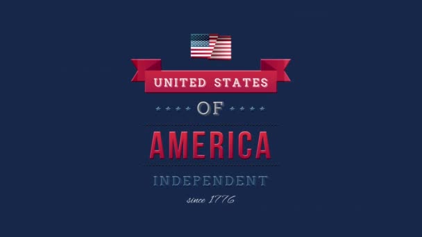 Цифрова Анімація Сполучених Штатів Америки Незалежна Від 1776 Текст Банері — стокове відео